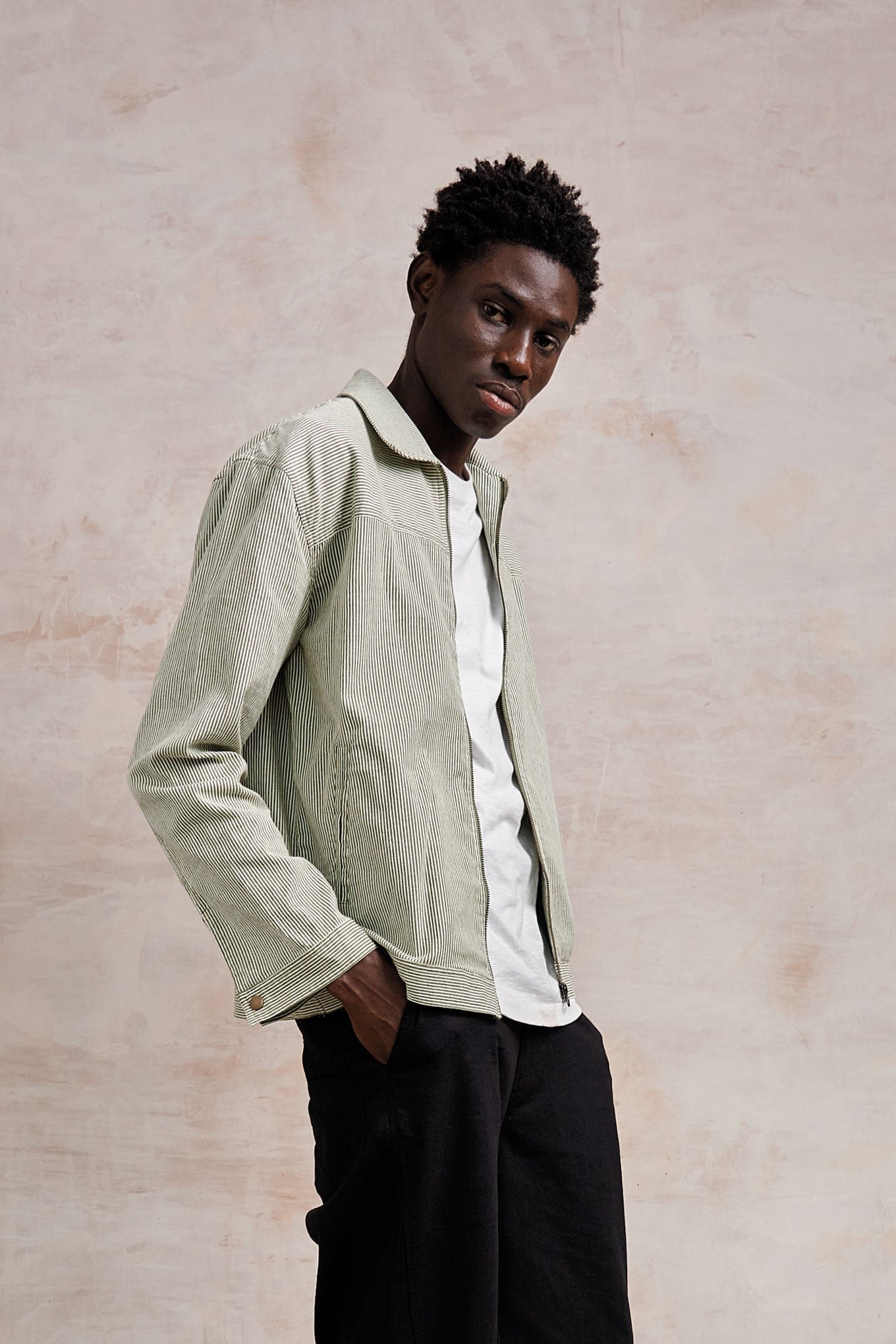 Myles Organic Cotton Jacket Green Stripe