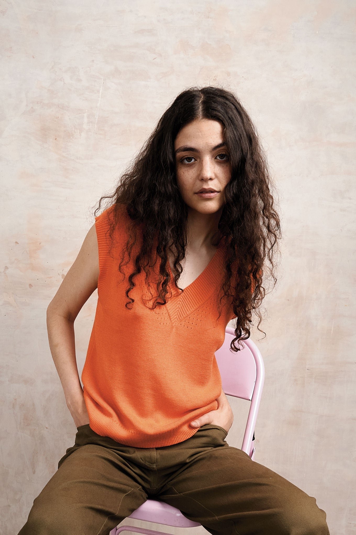 Sander Cotton/Tencel Top Orange