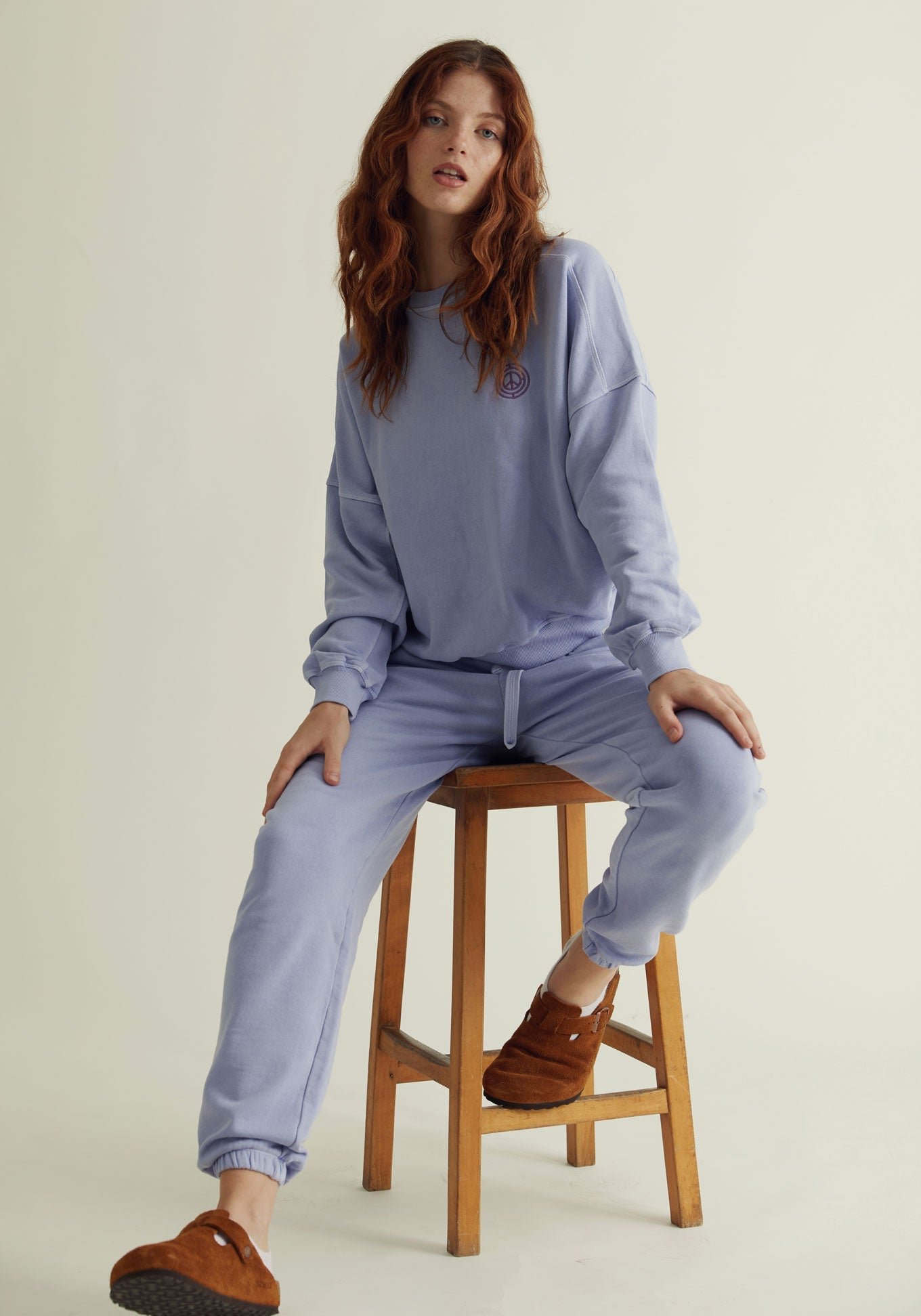 Evie Puuvilla Collegehousut Laventeli