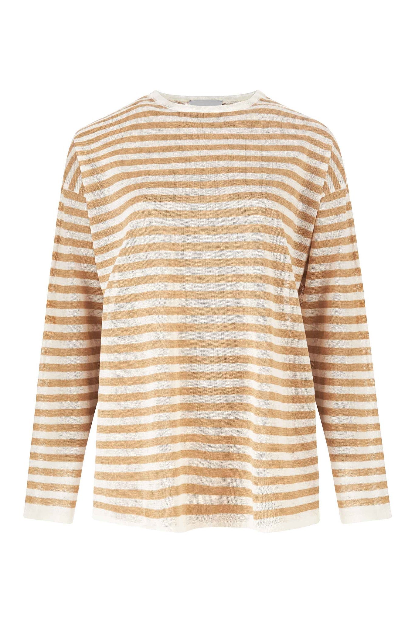 Tanto Unisex Linen Long-Sleeve Top Sand Striped