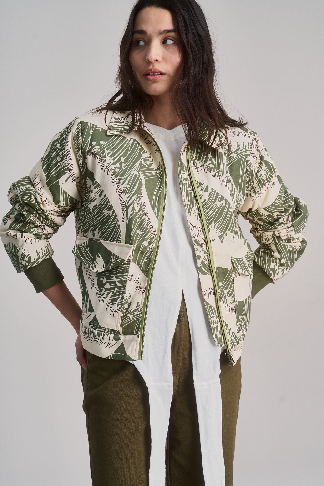 Vivi Organic Cotton Bomber Green Wave
