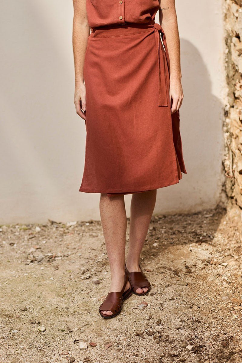 Fely Wrap Midi Skirt Rooibos Red