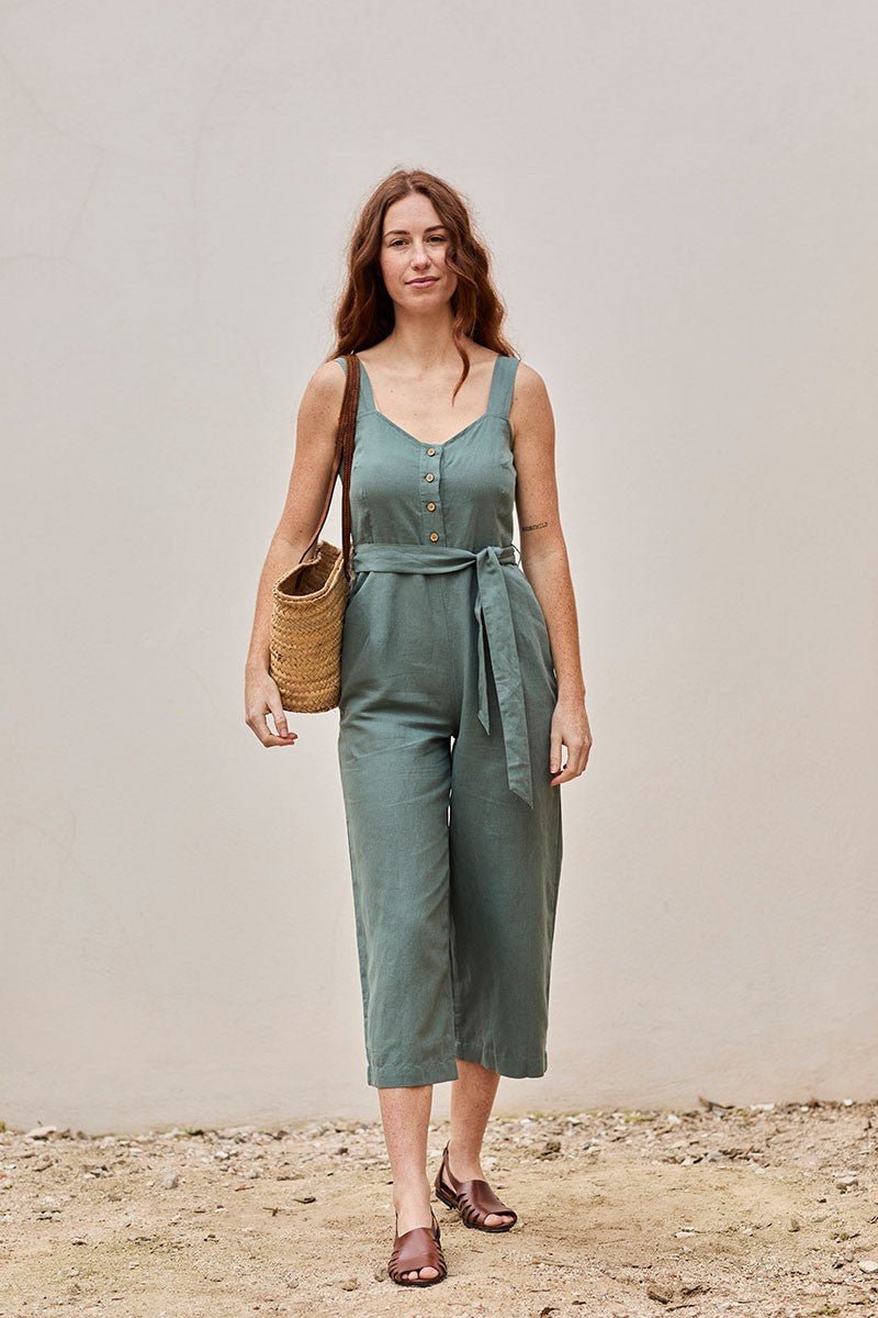 Fancy Linen Jumpsuit Aquamarine Blue