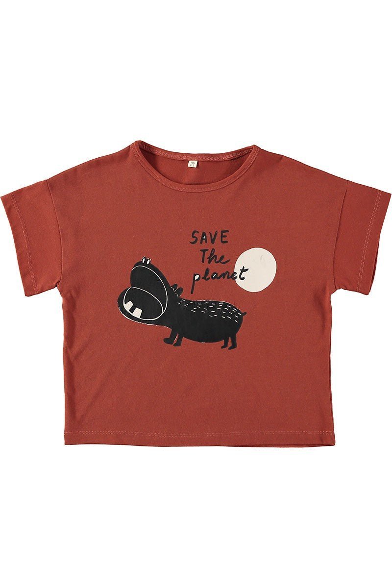 Kid's Organic Cotton T-Shirt Red Hippo