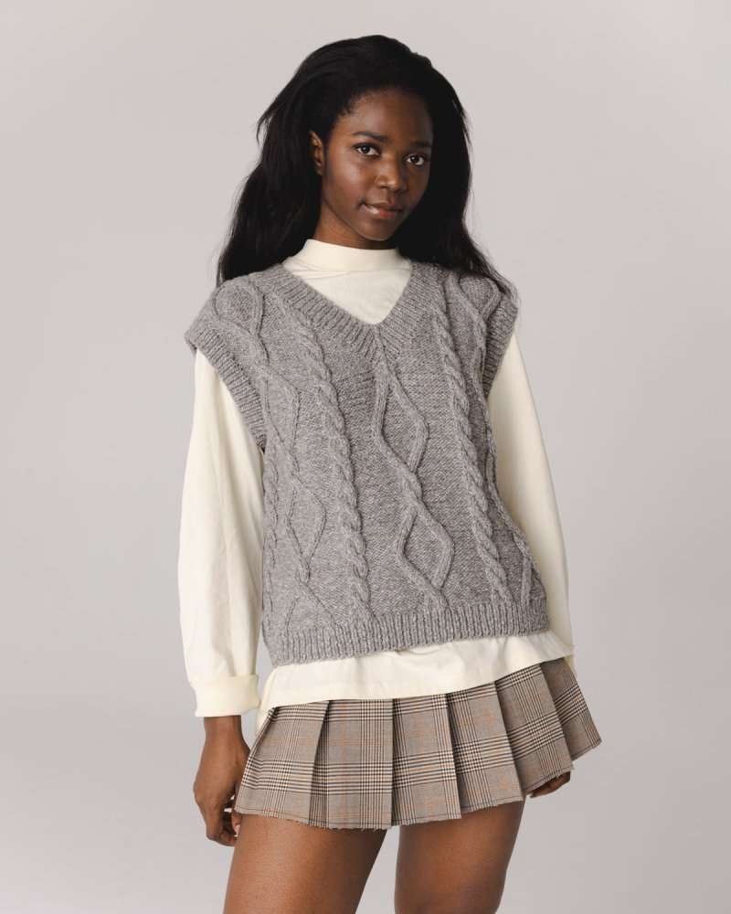 Laimė Alpaca Wool & Cotton Vest Cloud Grey