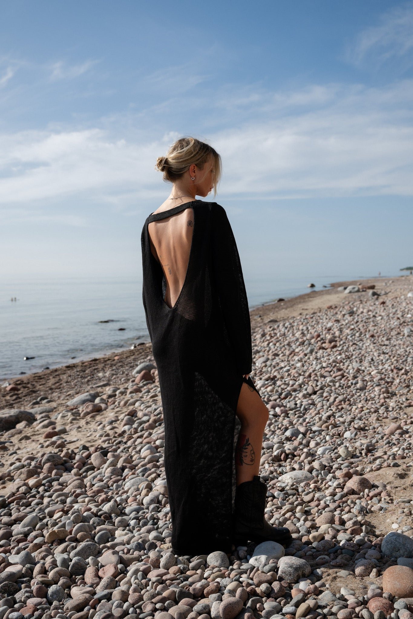 Mare Linen Long Dress Black