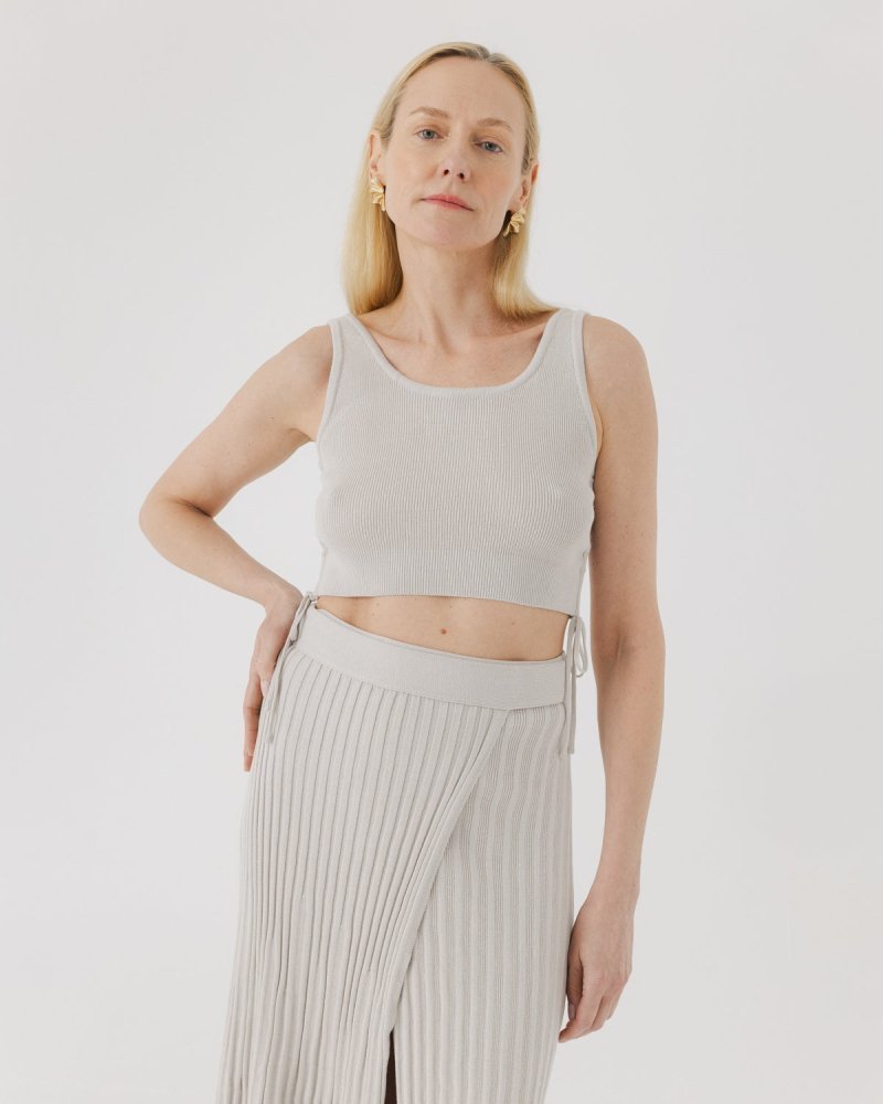 Drebulė Cotton Crop Top Silver Grey