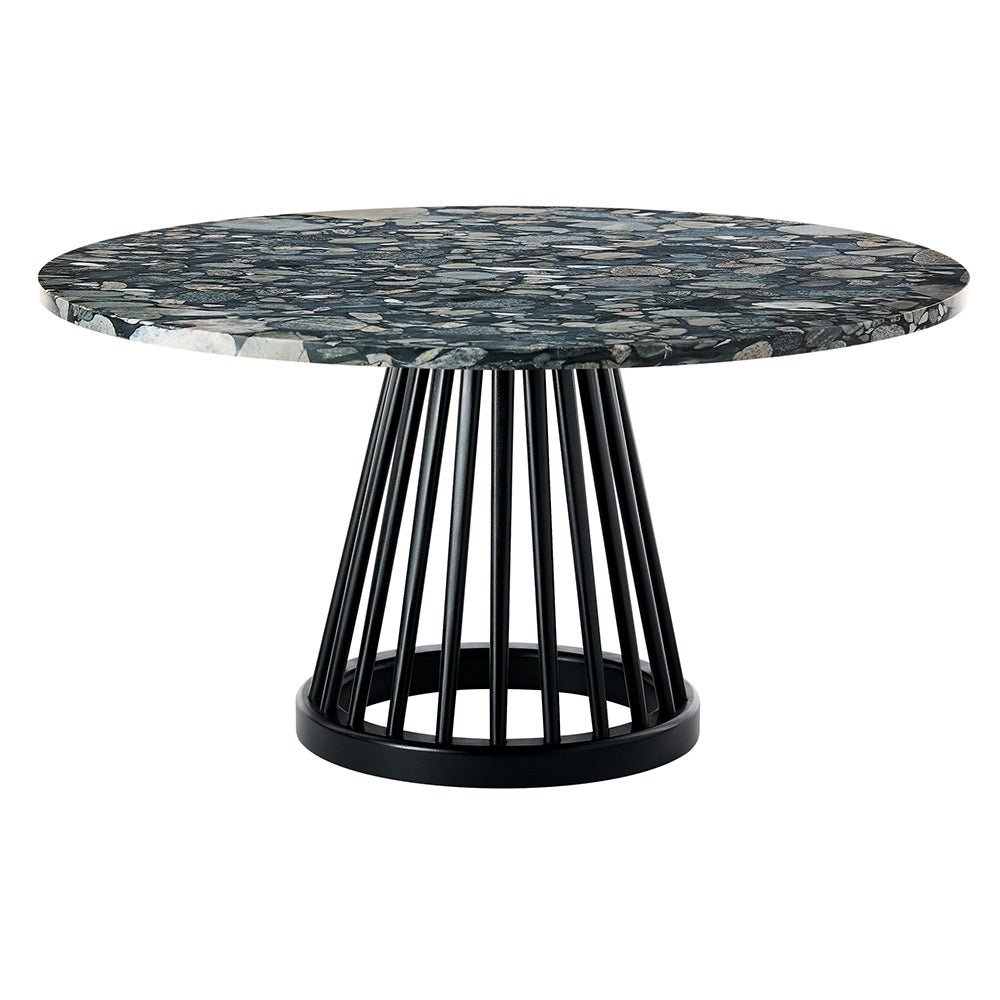 Tom Dixon, Fan-pöytä musta kivikansi 90 cm pebble