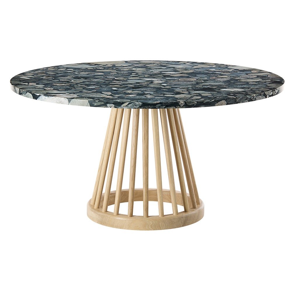 Tom Dixon, Fan Table Natural Stone Top 90cm/36in Pebble