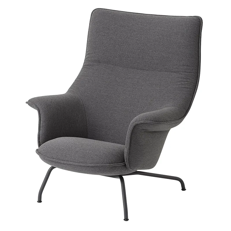 Muuto, Doze Lounge Chair High Back Tube Base - Ocean 80 Anthracite Black