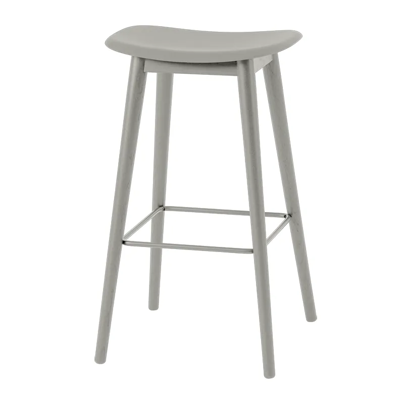 Muuto, Fiber baarituoli korkea Wood Base - 75 cm - Grey/Grey