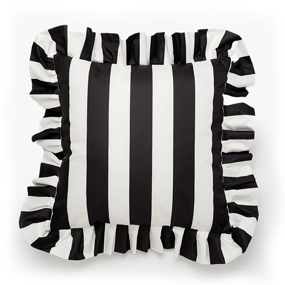 Garden Glory, Koristetyyny röyhelöllä 45x45 cm Musta/Valkoinen