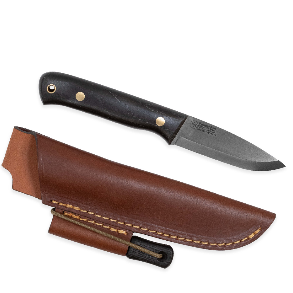 Casström Woodsman Sleipner puukko kipinäraudalla, Scandi