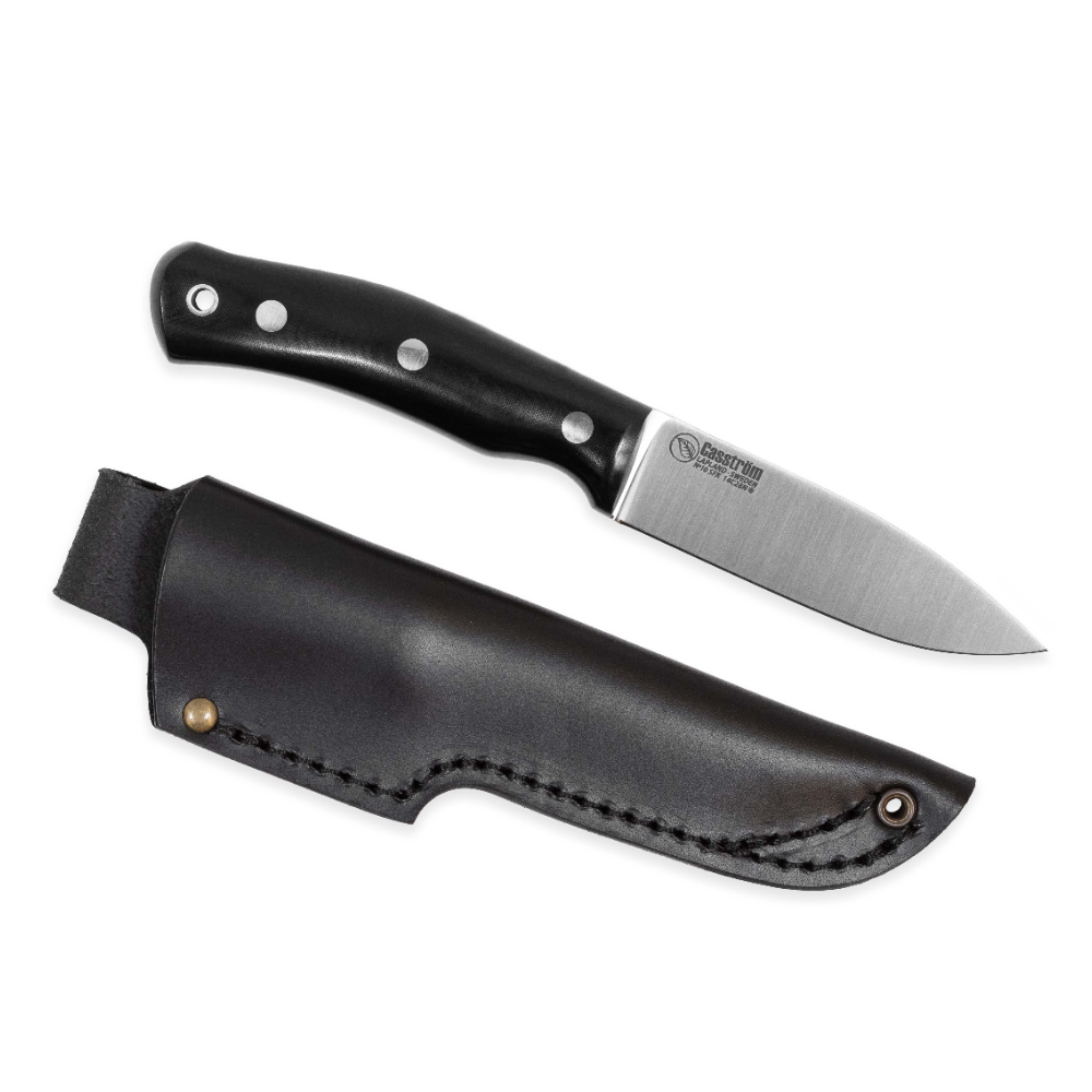 Casström No.10 Swedish Forest Knife Sandvikin 14C28N puukko, Black Micarta