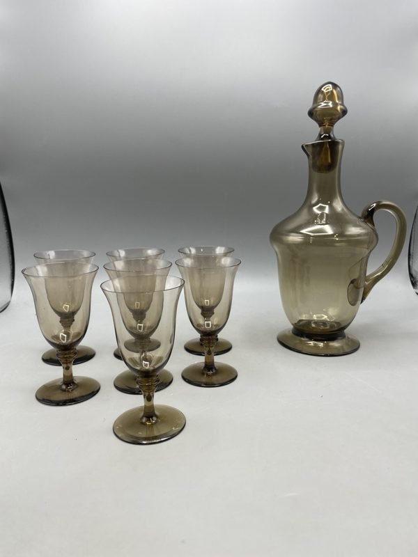 Riihimäen lasi karahvi ja jälkiruokaviinilasit 7 kpl Elmar Granlund