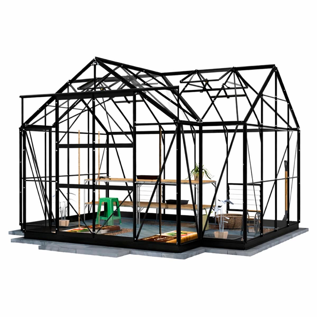 Lykke Kasvihuone T-muotoinen musta 10,2 m2
