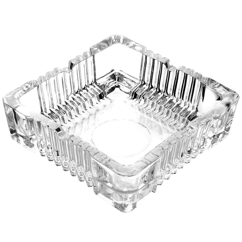 Neliönmuotoinen lasinen tuhkakuppi 10,5x10,5x3,5 cm