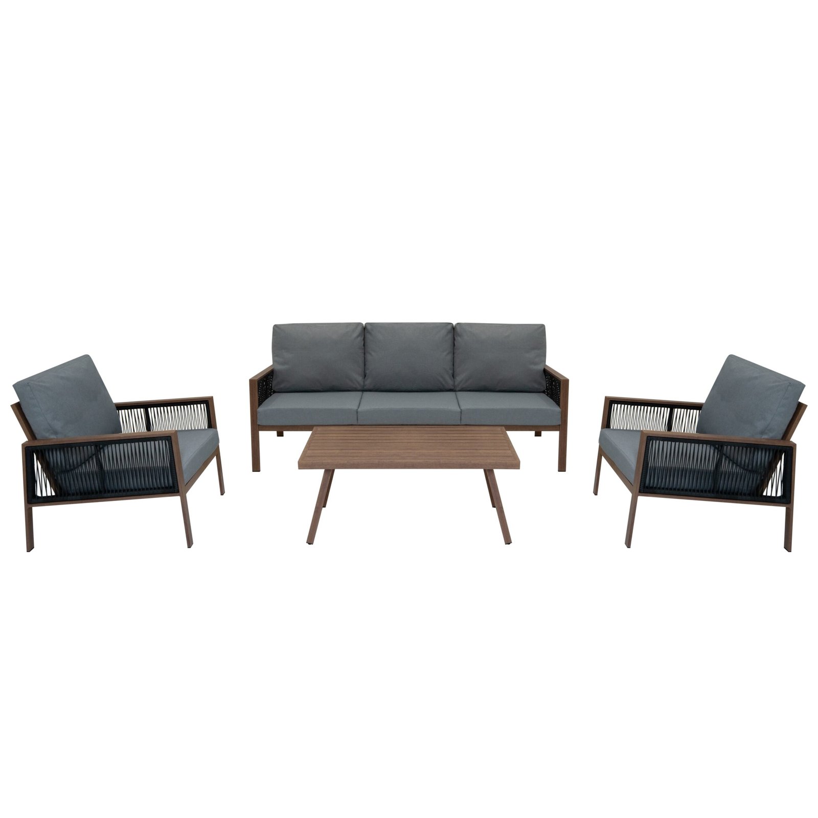 Alumiininen 4-osainen sohvaryhmä - puukuvio