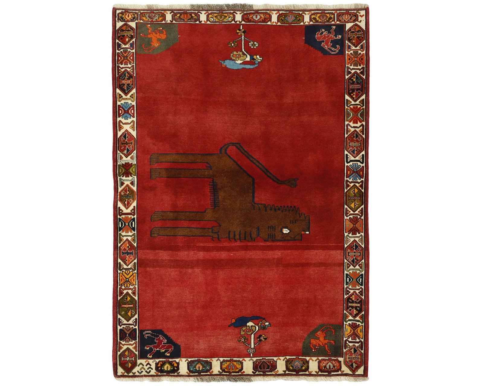 Old Figural Kashghai itämainen matto 129 x 189 cm