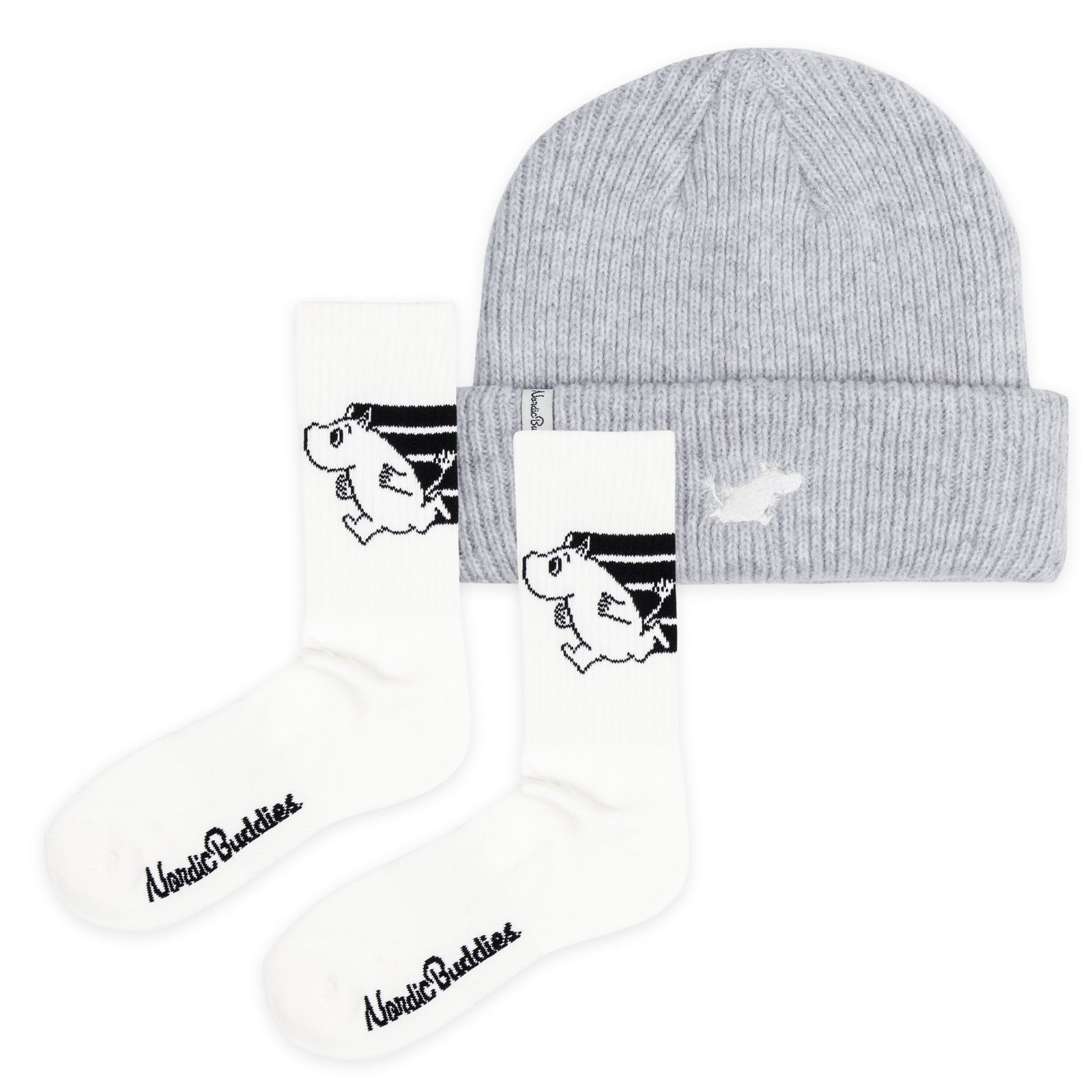 Muumipeikko Urheilusukat ja Muumi Classics Pipo Combo - Valkoinen ja Harmaa