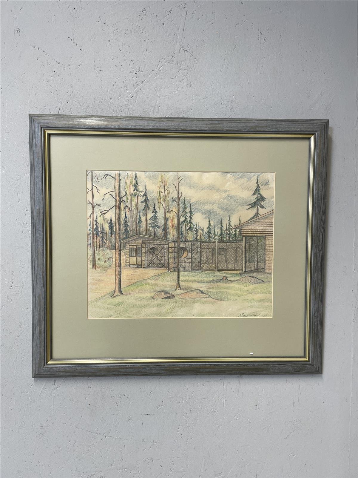 Taulu maisemateos, signeerattu