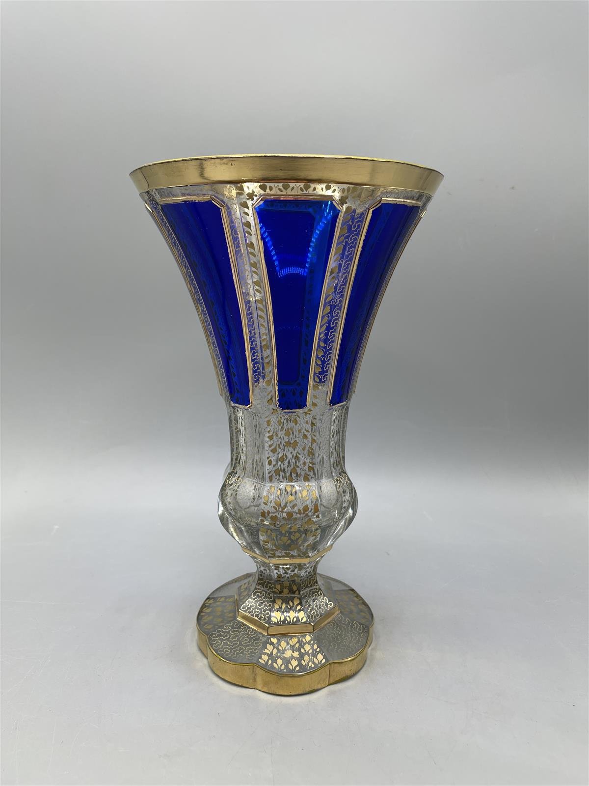 Antiikki Moser Bohemian Cobalt kristalli maljakko 1890-luku