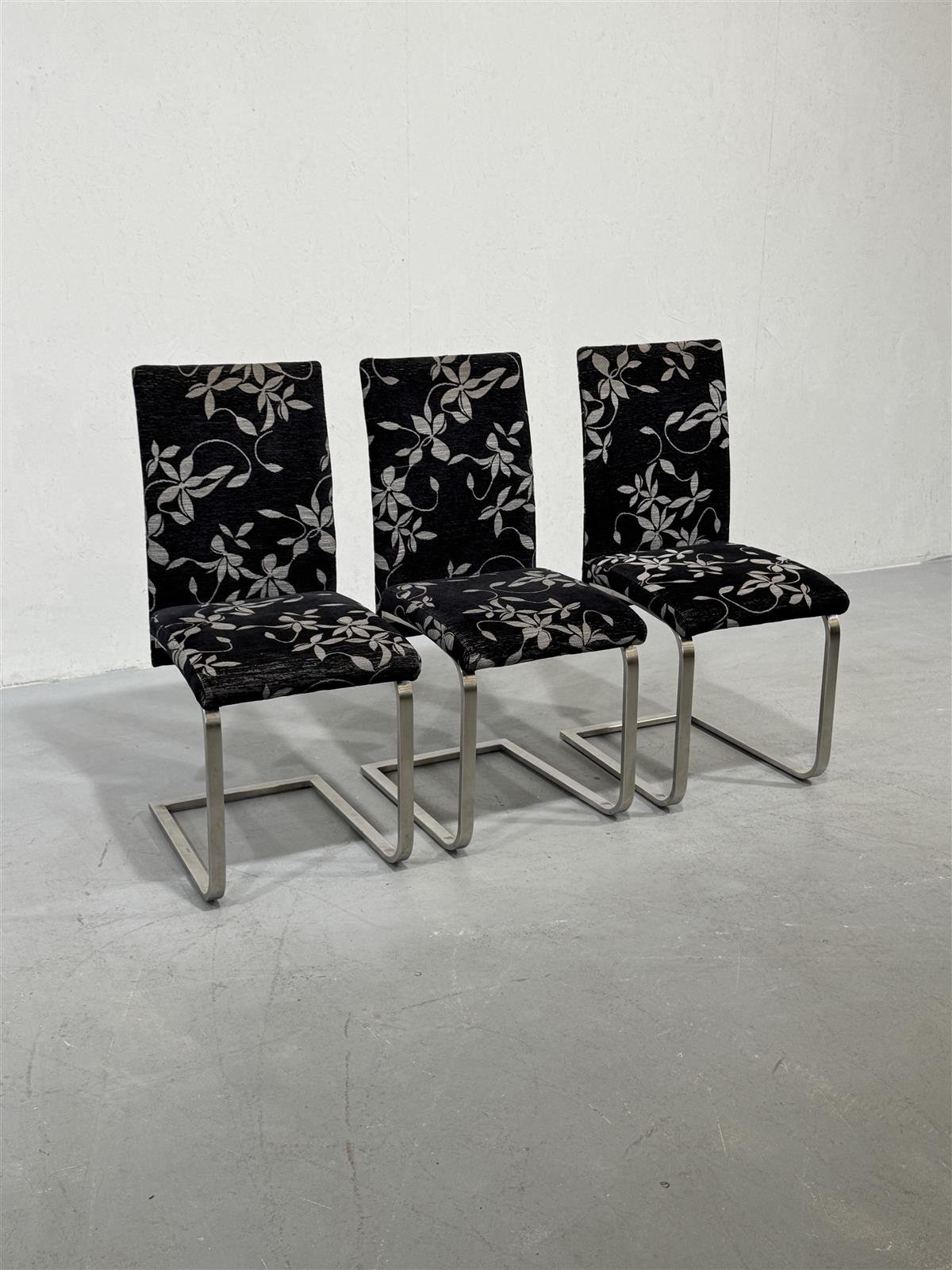 Moderni ruokatuoli, musta kangas (3 kpl)