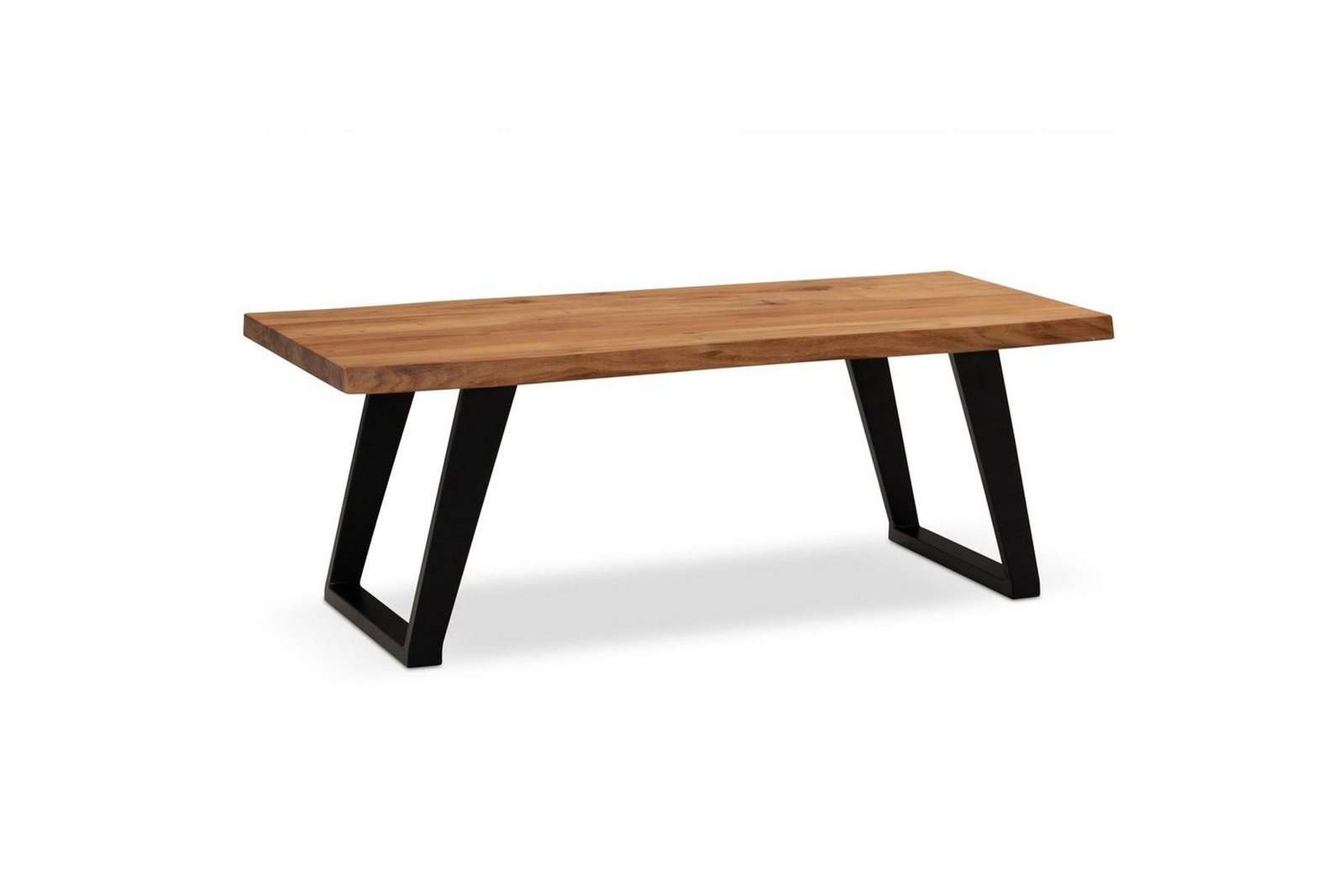 Sohvapöytä Wohnling 120 cm täyspuinen puureuna suorakulmainen maalaistyylinen Musta, viistot juoksijat - Musta, viistot juoksijat