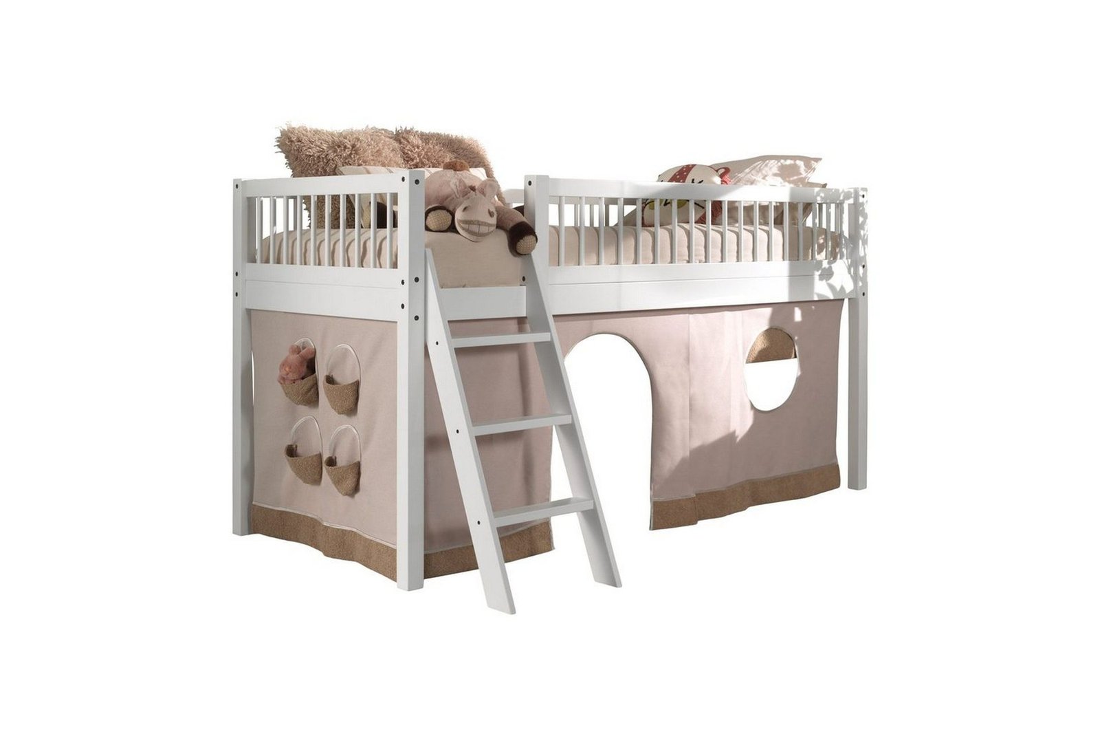 Sänky tekstiilisarjalla (puoliparvi) Forrest Valkoinen - Valkoinen