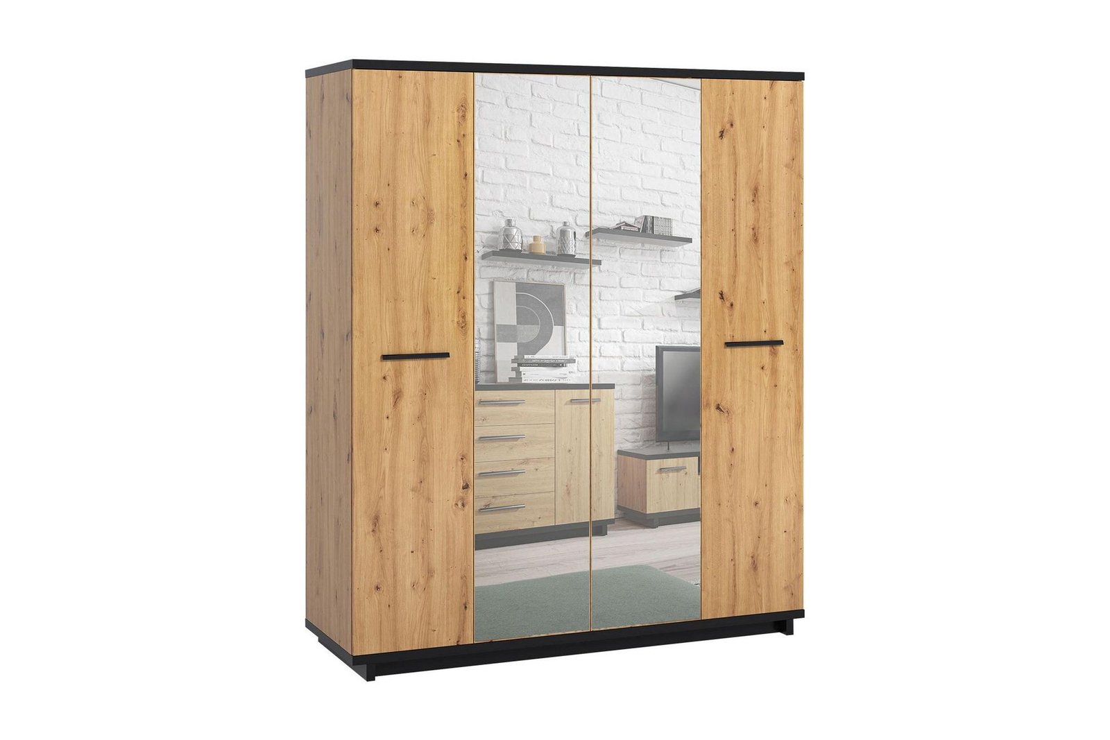 Vaatekaappi Ines 60x180 cm - Tammi/Musta