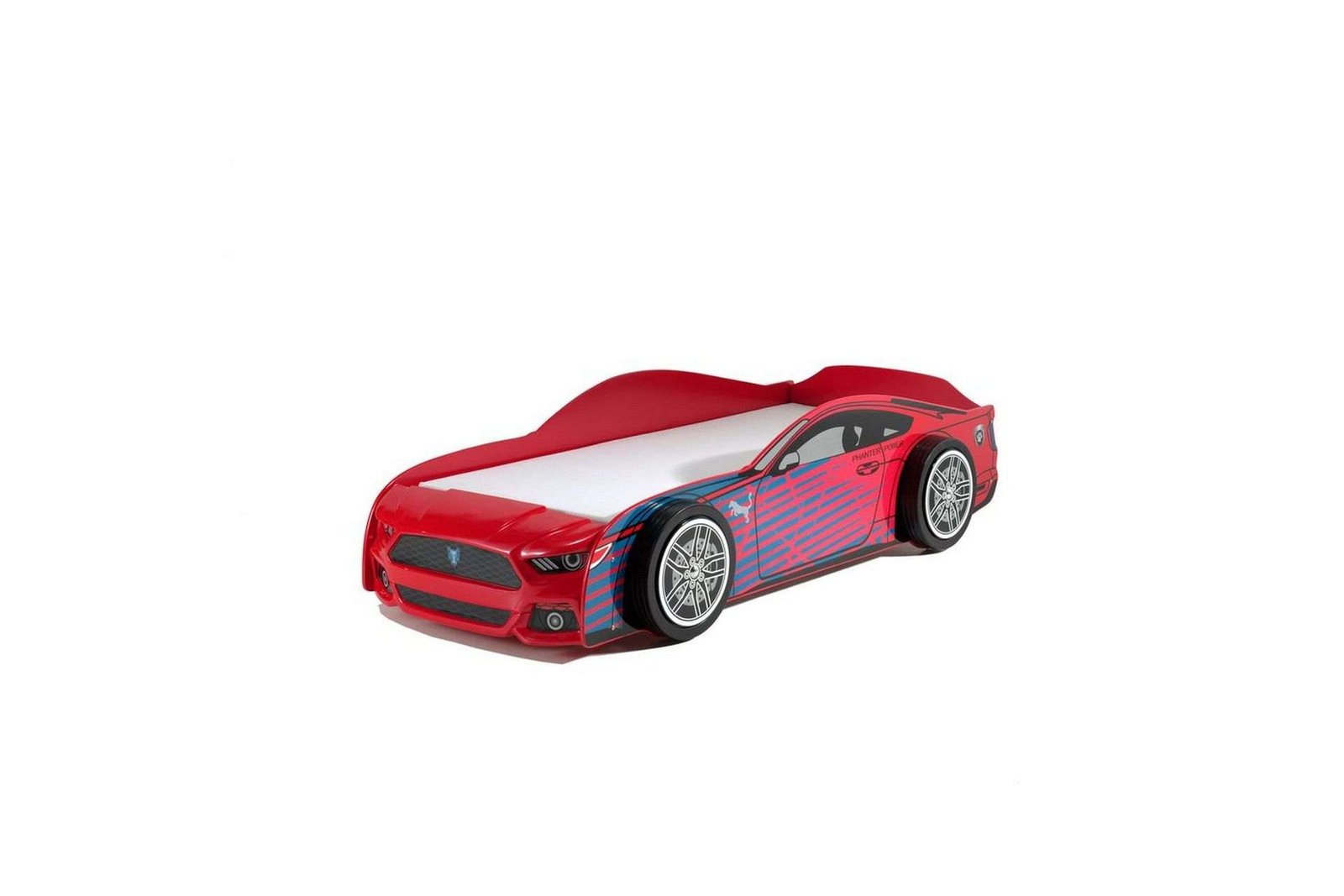Sänky Auto Panther Red 90x200 cm Patjan kanssa - Patjan kanssa