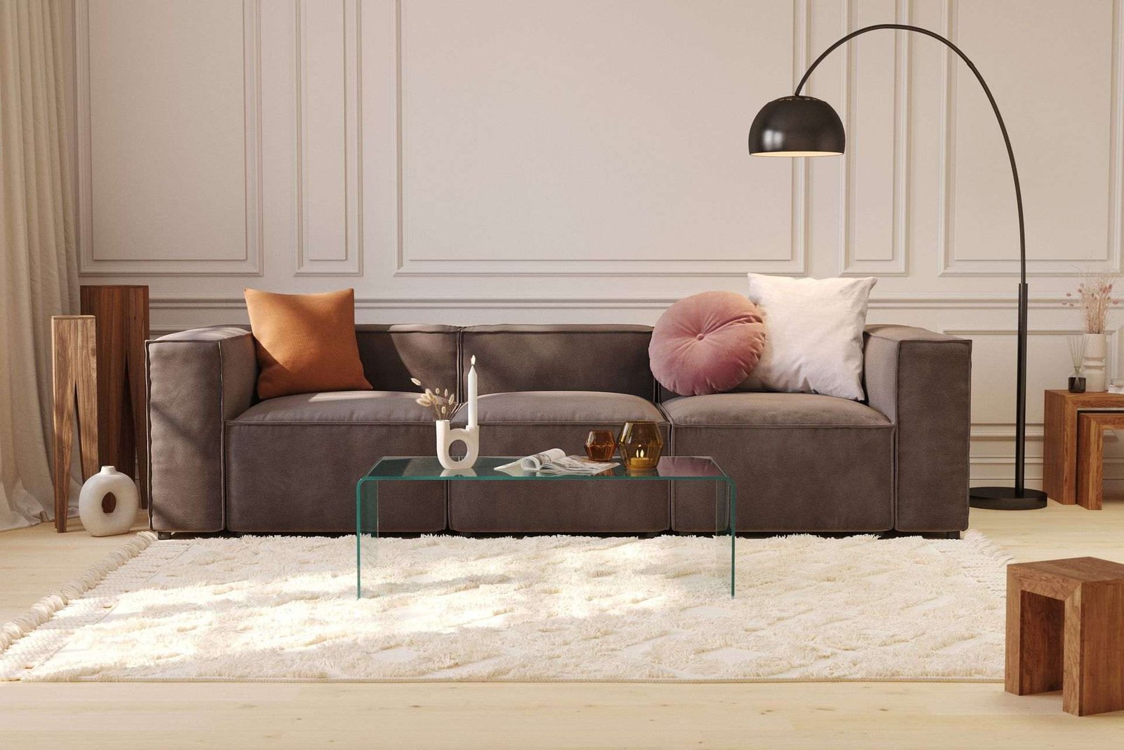 Cubo 1-istuttava Oikeanpuoleinen Moduuli Sametti 108 cm leveä - Tummanharmaa