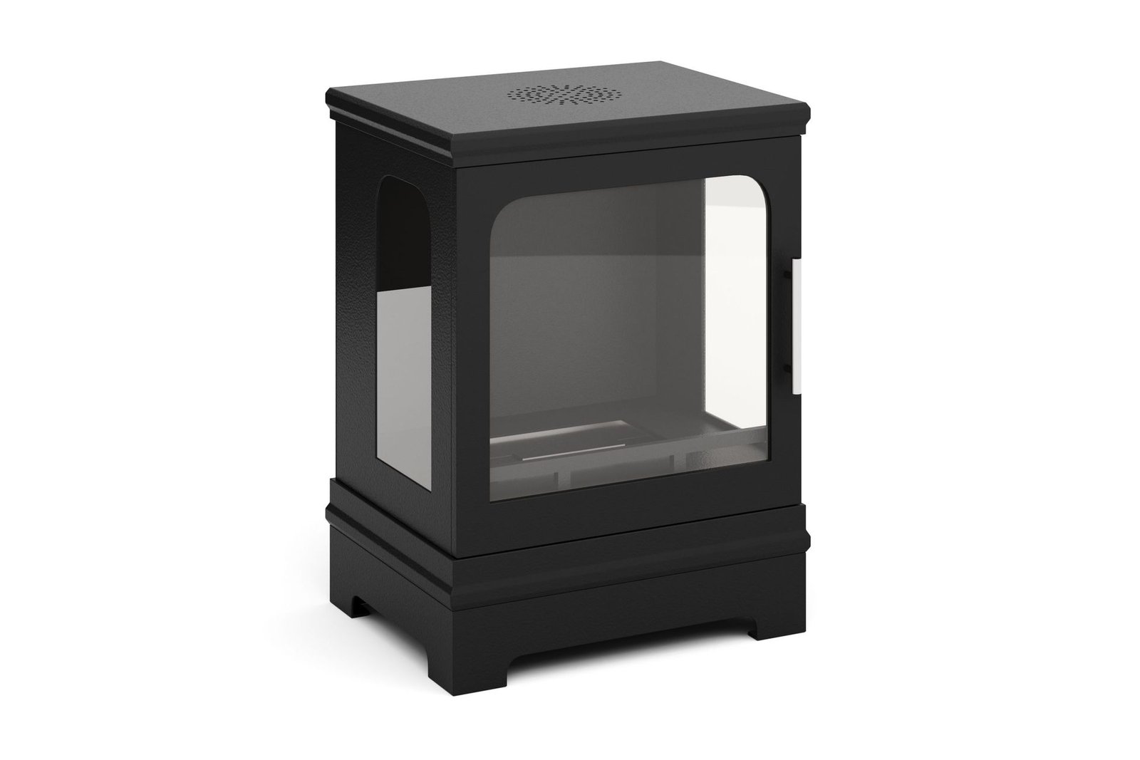 Corbo Pieni Vapaa seisova suorakulmainen etanoliuuni 59x35x45 cm terästä ja lasia - Musta