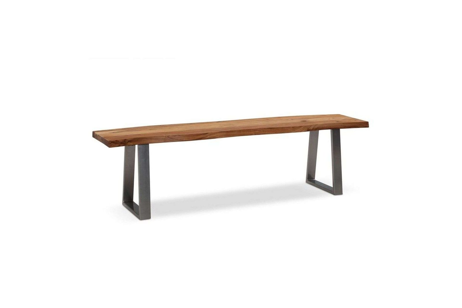 Ruokasalin penkki Wohnling Täyspuu metallijaloilla Puunreuna Maalaistyyli Hopea, Suora, 140 cm - Hopea, Suora, 140 cm