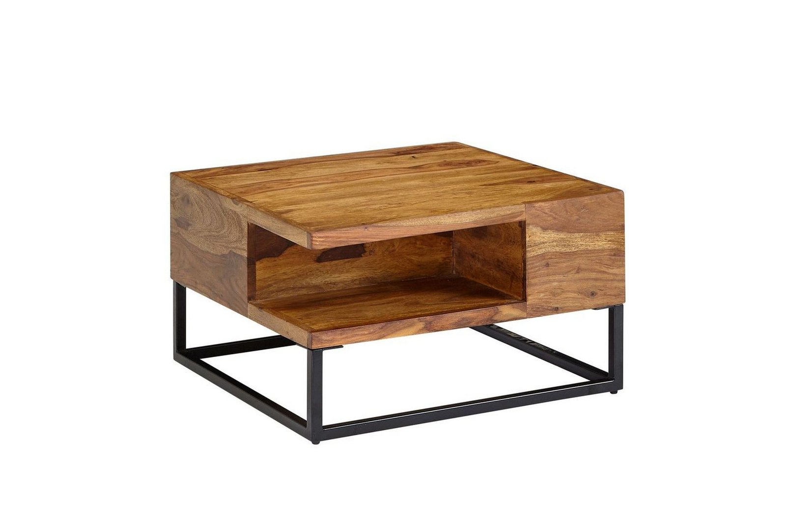 Sohvapöytä Wohnling Massiivipuu 60 cm neliö tarjottimen kanssa maalaismainen -