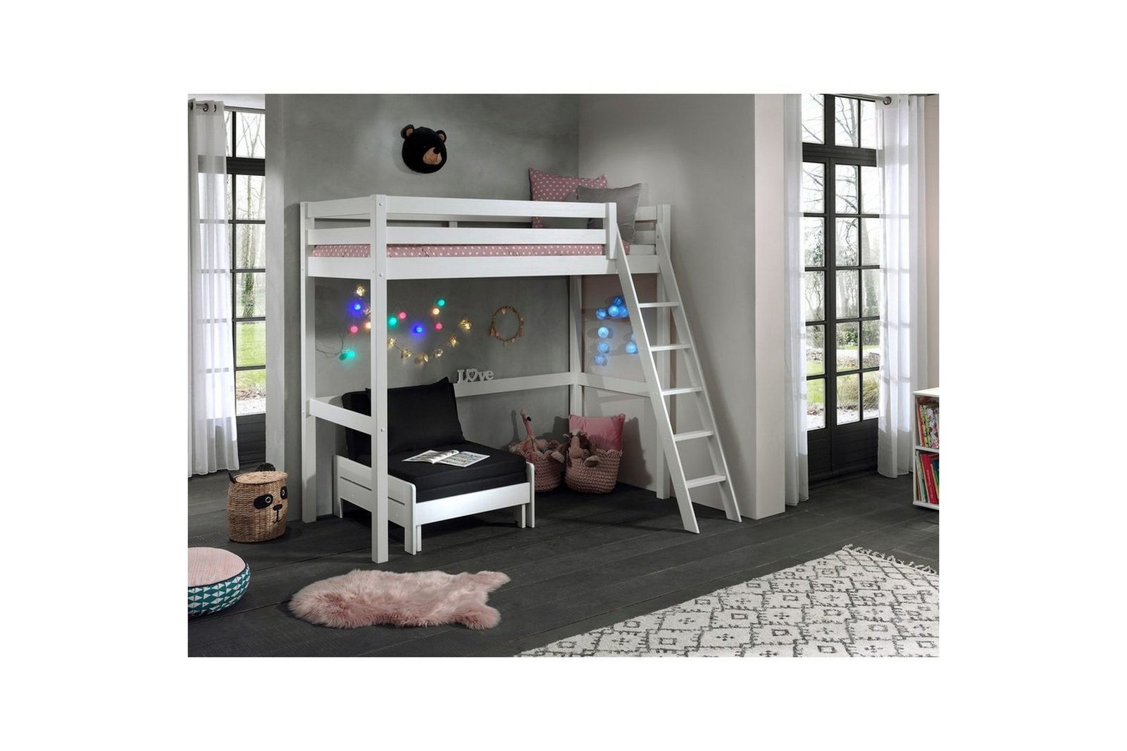 Vuodesohva Pino Mezzanine Valkoinen, 90 x 200 cm - Valkoinen, 90 x 200 cm