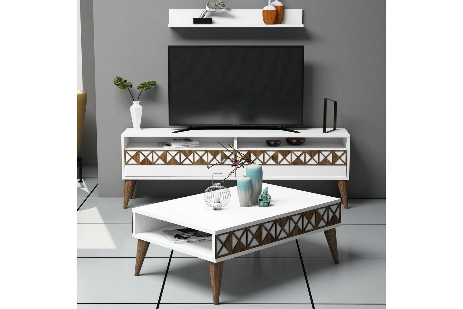 Olohuoneen kalustepaketti Raffaldt 150 cm - Valkoinen