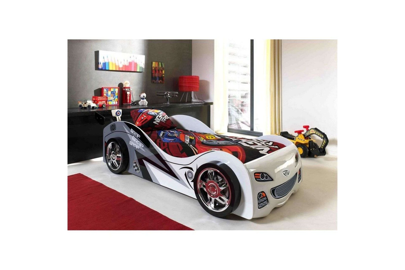 Sänky Auto 90x200 cm Patjan kanssa - Patjan kanssa