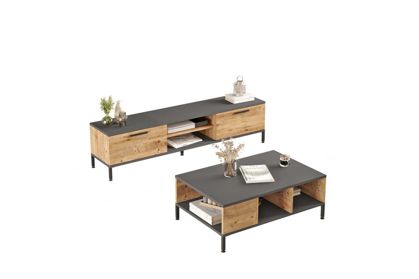 Olohuoneen kalustesetti Galloway atlantinmänty / antrasiitti - Harmaa