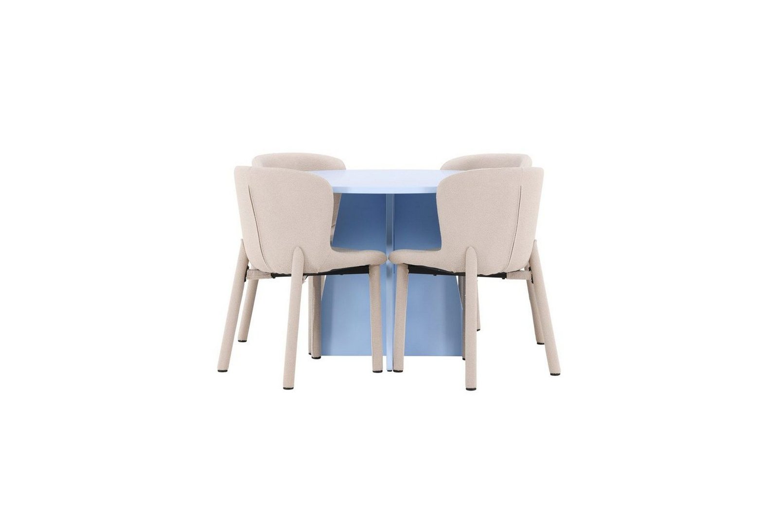 Ruokaryhmä Bootcut Pyöreä 110 cm Vaaleansininen ja 4 Astoria Tuolia Beige - Beige