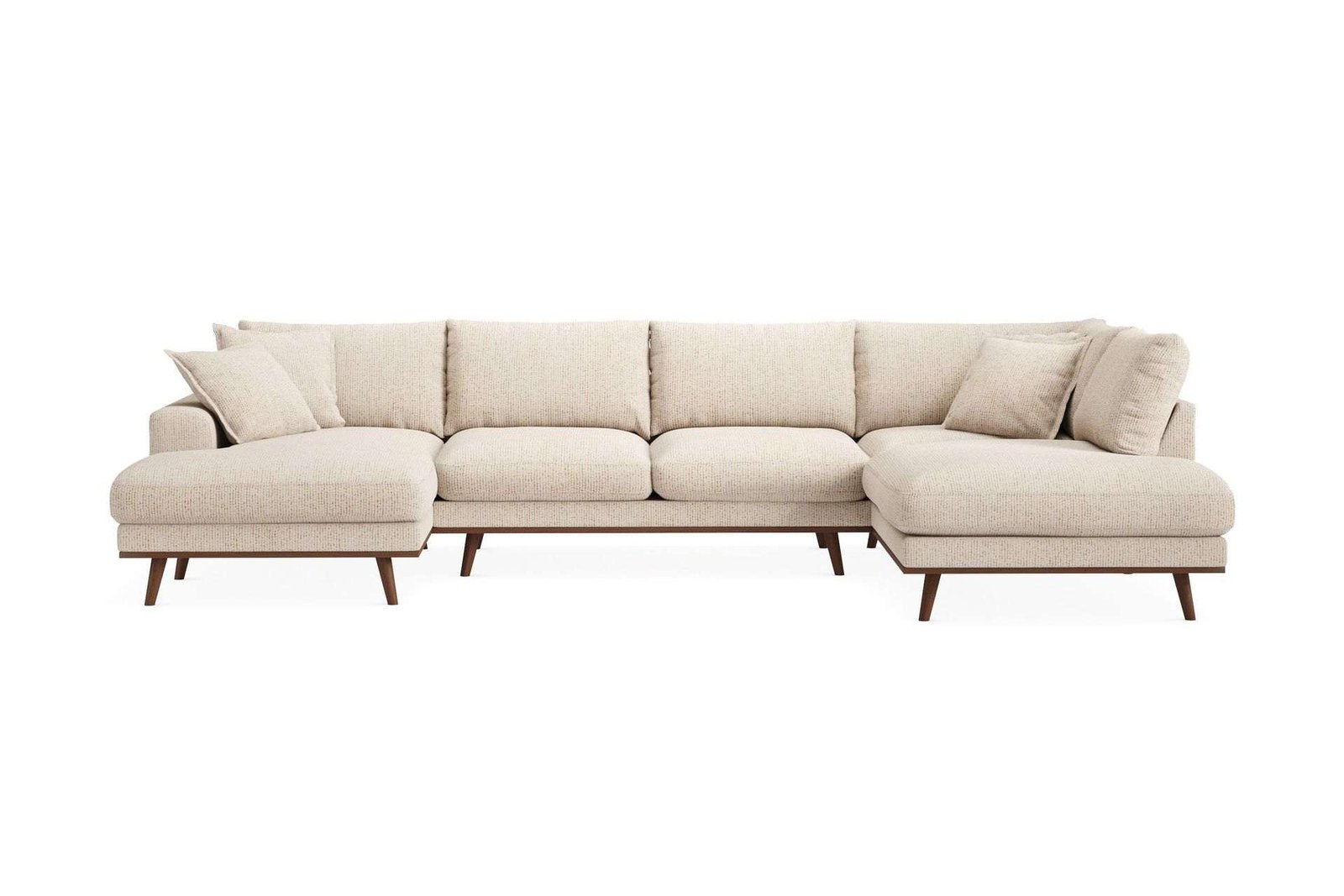 Copenhagen Premium 5-istuttava Oikeakätinen U-muotoinen Sohva Divaanilla ja Schäslongilla Chenillekankaalla - Beige