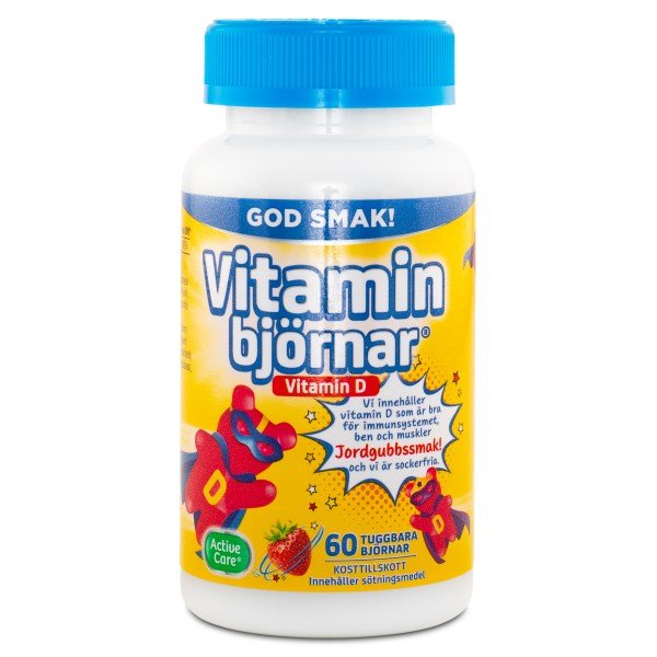 Active Care Vitamin Karhut, D-vitamiinilla, 60 purukarhua
