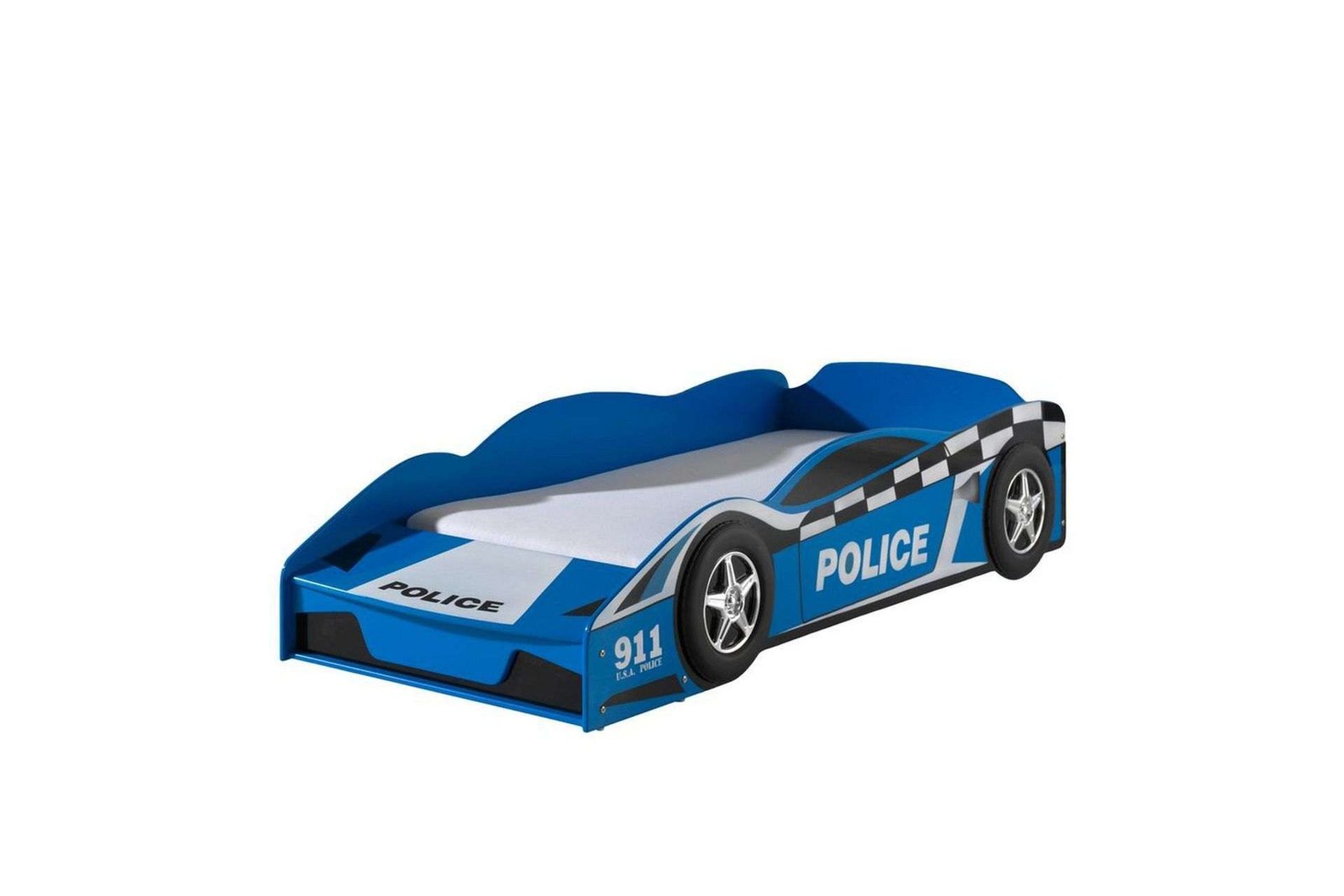 Sänky Päiväkotilasten poliisiauto, 70x140 cm Patjan kanssa - Patjan kanssa