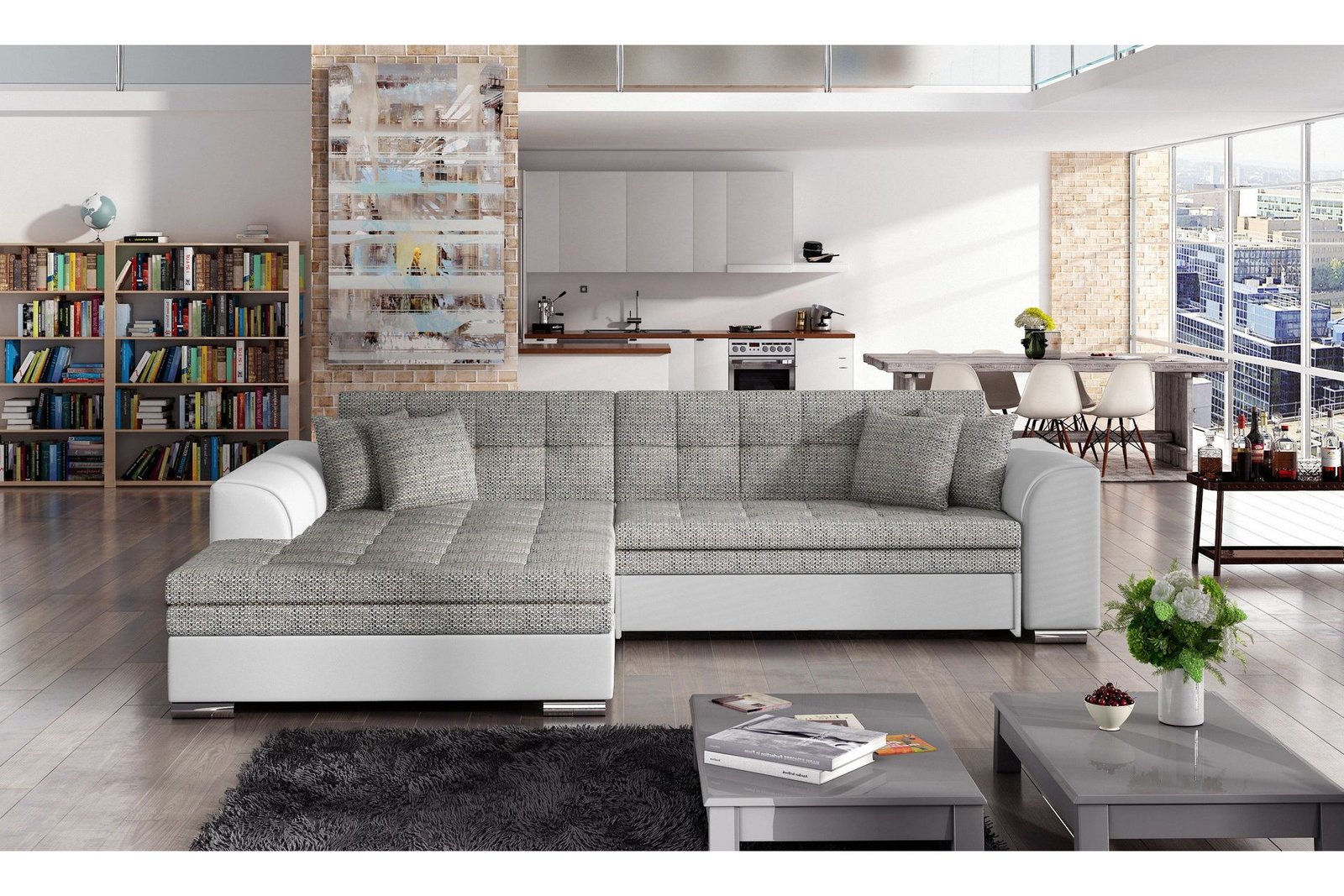 Vuodesohva Castello divaanilla - Harmaa/Valkoinen