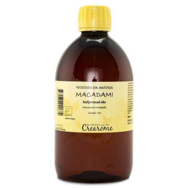 Crearome Kylmäpuristettu Macadamiaöljy, Luomu, 500 ml
