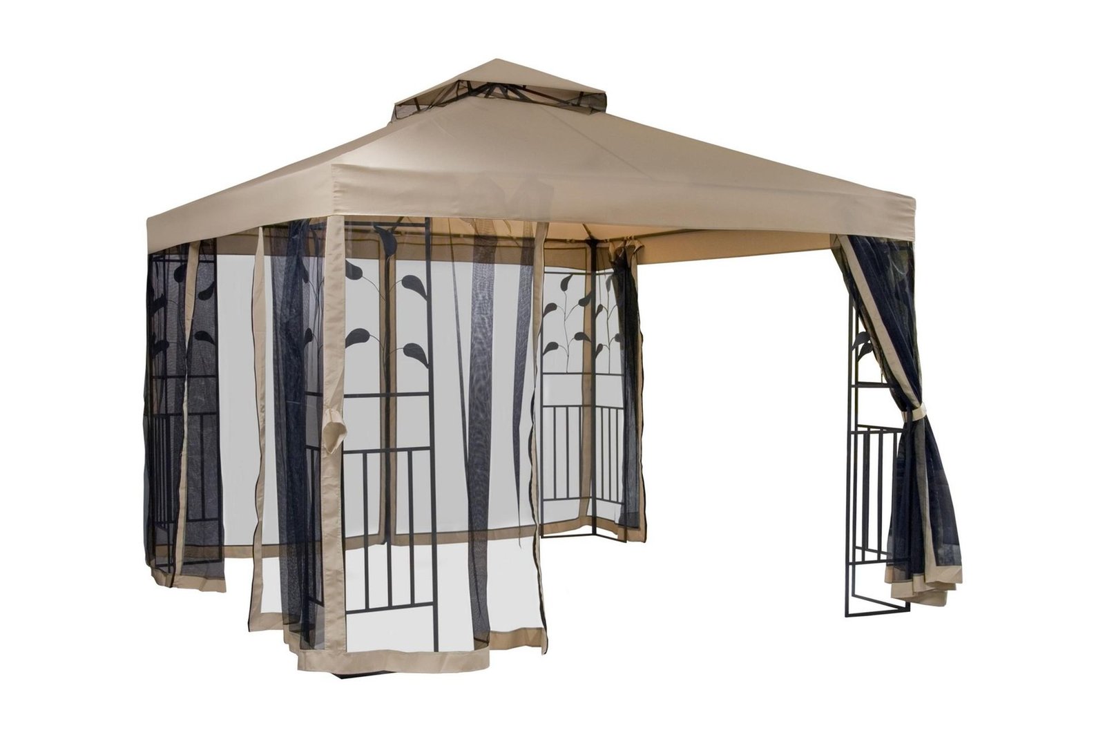 Paviljonki Leafie 300x300 cm Teräsrunko - Ruskea/Beige