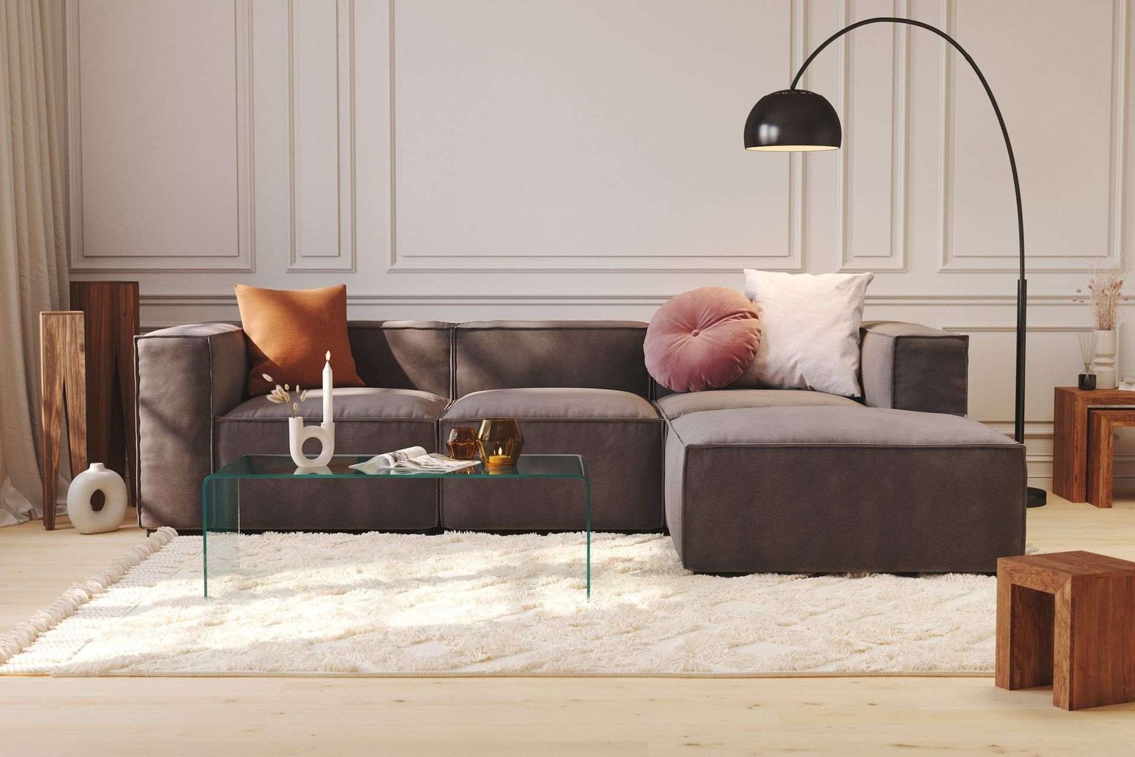 Cubo 1-istuttava Vasemmanpuoleinen Moduuli Sametti 108 cm leveä - Tummanharmaa