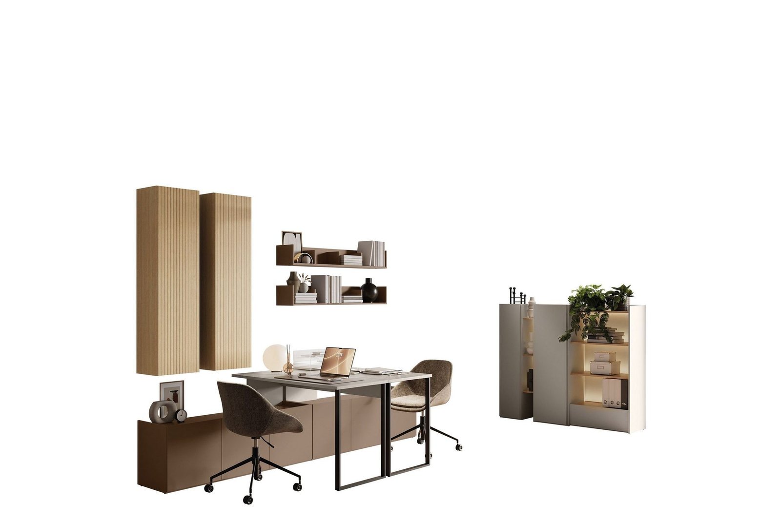 Sigmana-Huonekalusetti Olohuoneeseen - Vaalean Harmaa/Ruskea/Beige