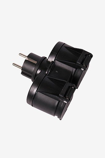 Jatkohaaroitin, 2 pistorasiaa IP44 ulkokäyttöön, 12 cm