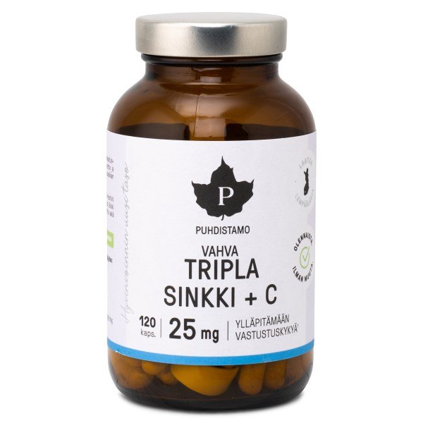 Puhdistamo Tripla Sinkki + C 25 mg, 120 kapselia